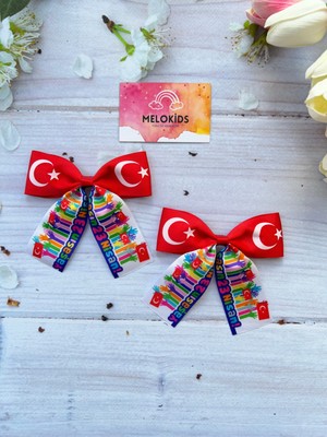 MELOKİDS 23 Nisan Temalı Kurdele Saç Tokası -Klipsli