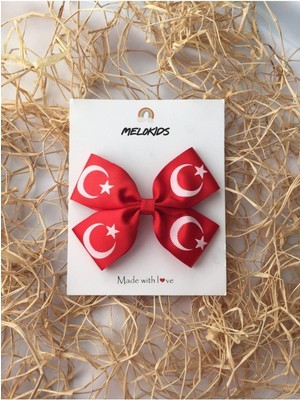 MELOKİDS Türk Bayrağı 23 Nisan Kırmızı Kurdele Klipsli Toka