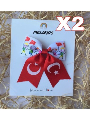 MELOKİDS Çocuk ve Bayrak Desenli Lastikli Kurdele Toka 2 Adet