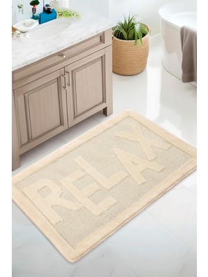 Konfor Halı Doğal Kaymaz Taban Banyo Paspas Uzun Ömürlü Yumuşak Dokulu Su Emici Yıkanabilir Yazılı Paspas Relax 60X100