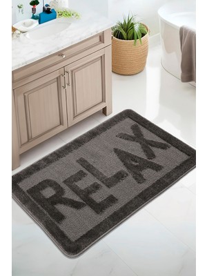 Konfor Halı Doğal Kaymaz Taban Banyo Paspas Uzun Ömürlü Yumuşak Dokulu Su Emici Yıkanabilir Yazılı Paspas Relax 60X100