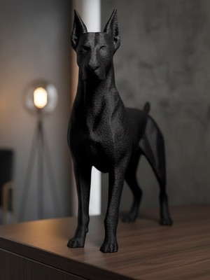 Generic Doberman Köpek Biblosu – 3D Baskı Pla Dekoratif Masaüstü Heykel | Modern Siyah Tasarım | 15 x 15.6 x 7.7 cm | Ev & Ofis Aksesuarı | Köpek Sahiplerine Özel Hediyelik