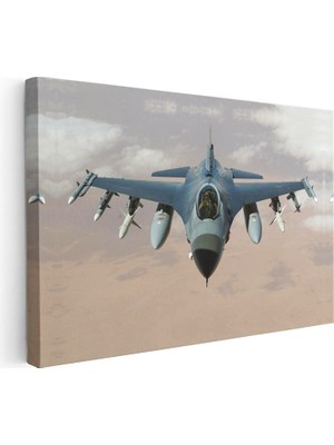 Tablofest Yatay Kanvas Tablo Tam Cepheden Savaş Uçağı Askeri Jet Tablosu Ev Ofis Duvar Dekoru