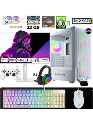 Xaser Astra X400 Ryzen 7 5700X 32GB Ram 1tb M.2 Nvme SSD 16GB RTX5060 Ti Sıvı Soğutmalı 24,5" 240Hz Oyuncu Tavsiye Sistem