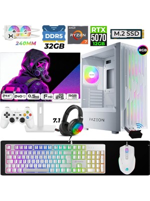 Xaser Astra X570 Ryzen 7 9700X 32GB Ddr5 Ram 1tb M.2 Nvme SSD 12GB RTX5070 Sıvı Soğutmalı 24,5" 240Hz Oyuncu Tavsiye Sistem