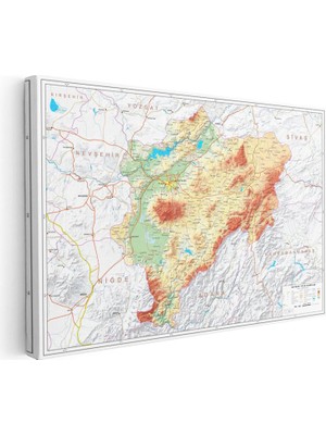Tablofest Yatay Kanvas Tablo Kayseri Topografik Çizim Harita Tablosu Ev Ofis Duvar Dekoru