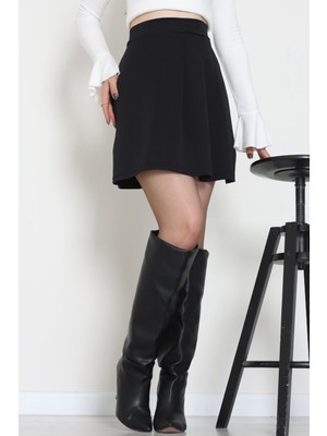 f.kereci Kadın Siyah Mini Etek - Double Krep Kumaş Esnek Yapılı