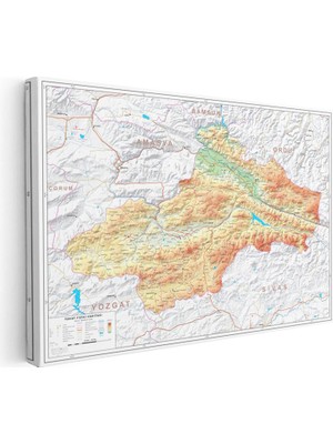 Tablofest Yatay Kanvas Tablo Tokat Fiziki Yeryüzü Harita Tablosu Ev Ofis Duvar Dekoru