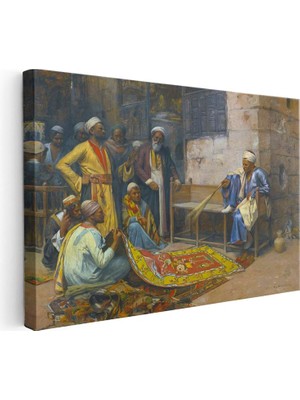 Tablofest Yatay Kanvas Tablo Halı Tüccarı Pazarlık Osmanlı Tablosu Ev Ofis Duvar Dekoru