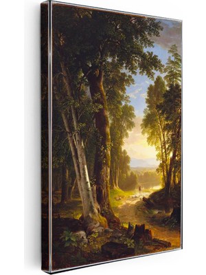 Tablofest Dikey Kanvas Tablo Asher Durand Orman Içi Patika Yürüyen Figür Ressam Tablosu Ev Ofis Dekoru