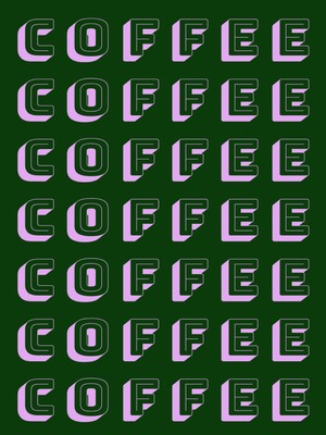 Fuart.Co Büyük Harf Coffee Yeşil Kahve Temalı Dijital Baskı Poster (Çerçevesiz) Kafu