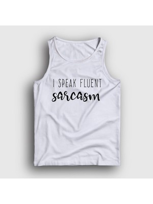 Presmono Unisex Beyaz I Speak Fluent Sarcasm Ironi Mizah Atlet