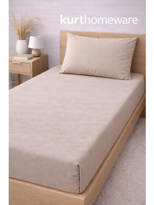 Kurthomeware Tek Kişilik Lastikli Çarşaf Yastık KILIFLI100X200 cm Düz Renk