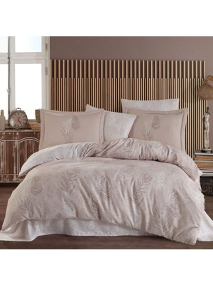 Colezium Çift Kişilik Saten Nevresim Fiona Krem