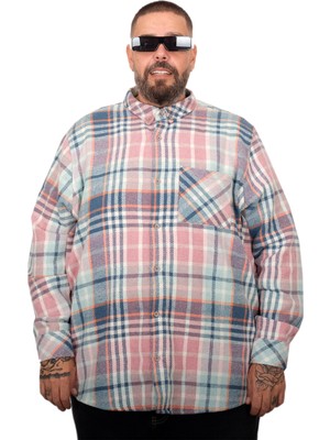 Mode Xl Büyük Beden Erkek Oduncu Gömlek 25394 Pembe