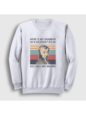 Presmono Unisex Beyaz Fizik Kimya Bilim Amedeo Avogadro Sweatshirt