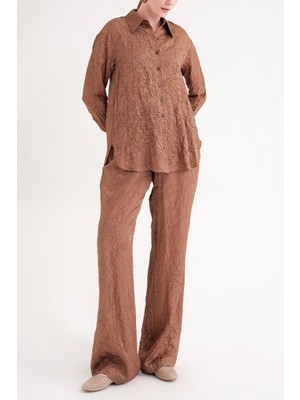 Societa Kahve Kraşlı pantalon gömlek takım 12352