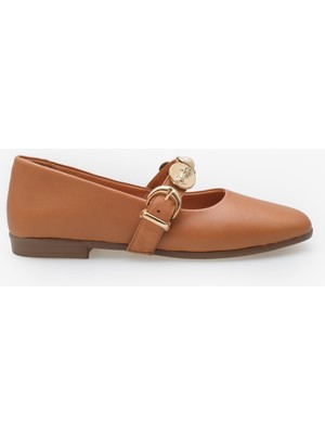 Livia Kadın Hakiki Deri Babet - Taba