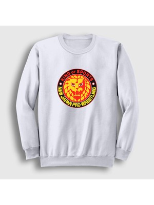 Presmono Unisex Beyaz Njpw Güreş New Japan Pro Wrestling Sweatshirt