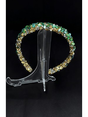 KirLinova Taşlı Ince Taç – Altın Tonlu El Yapımı Özel Tasarım Saç Aksesuarı