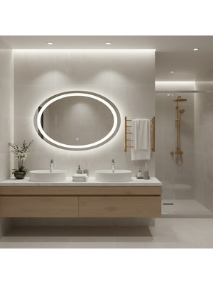 Aypars Atölye LED Işıklı Oval Ayna – Modern Dekoratif Banyo Aynası