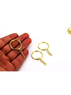 Orhan Çanta 25 mm Zincirli Anahtarlık Halkası, Sarı Kaplama 250 Adet