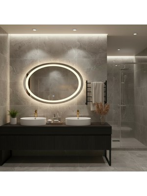 Aypars Atölye LED Işıklı Oval Ayna – Modern Dekoratif Banyo Aynası