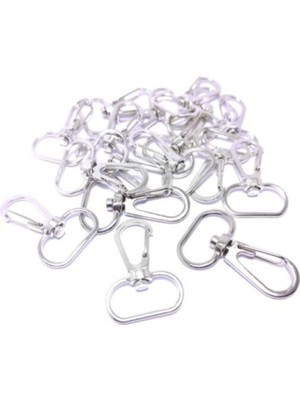 Orhan Çanta Gümüş Makrome Anahtarlık Aparatı 10 Adet Telli Kanca Klipsi Anahtarlık Halkası