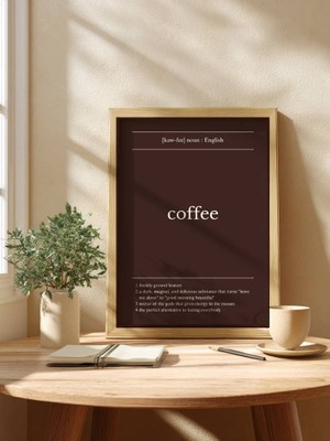 Fuart.Co Coffee Kelime Anlamı Kahve Temalı Dijital Baskı Poster (Çerçevesiz) Kafu