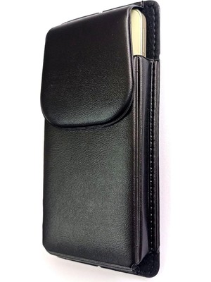 Kemere Takılan Lüks Telefon Kılıfı, Mıknatıslı, 17X8 Cm, Siyah