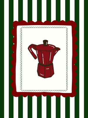 Fuart.Co Neşeli Moka Kahve Temalı Dijital Baskı Poster (Çerçevesiz) Kafu