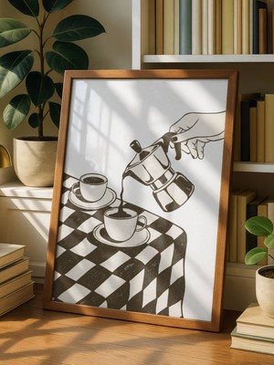 Fuart.Co Iki Kahve Bir Sohbet Kahve Temalı Dijital Baskı Poster (Çerçevesiz) Kafu
