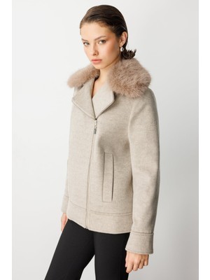 Ekol Yakası Kürklü Kruvaze Mont