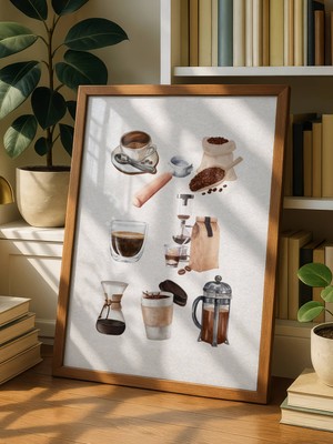Fuart.Co Kahve Yapıcılar Kahve Temalı Dijital Baskı Poster (Çerçevesiz) Kafu