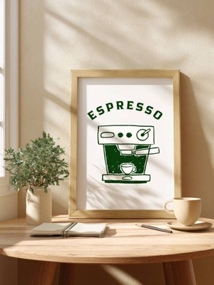 Fuart.Co Espresso Makinesi Kahve Temalı Dijital Baskı Poster (Çerçevesiz) Kafu