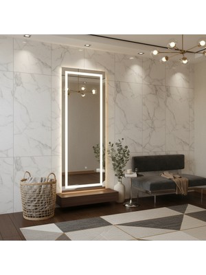 Aypars Atölye LED Işıklı Boy Aynası – Modern Dekoratif Dikdörtgen Duvar Aynası