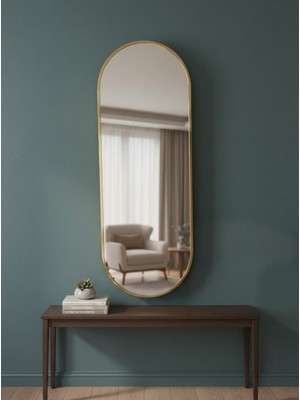 Esenhome DECOR Gold Çerçeveli Elips Duvar Aynası 60X160CM