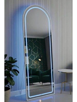 Esenhome DECOR Beyaz Çerçeveli Mavi Ledli Oval Boy Aynası 60X180CM