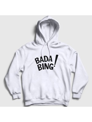 Presmono Unisex Beyaz Bada Bing V2 Sopranos Kapüşonlu Sweatshirt