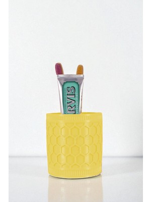 Evene Diş Fırçalığı Diş Fırçalık Diş Fırçası Standı Diş Fırçası Tutucu Açık Sarı Renk Model 81