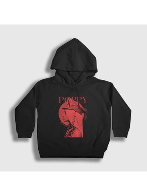 Presmono Unisex Çocuk Siyah Am I A Girl Poppy Kapüşonlu Sweatshirt