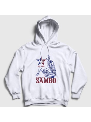 Presmono Unisex Beyaz Team Ufc Mma Dövüşçü Sambo Kapüşonlu Sweatshirt