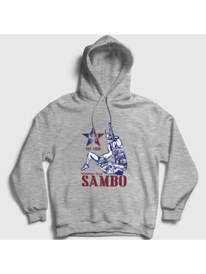 Presmono Unisex Gri Team Ufc Mma Dövüşçü Sambo Kapüşonlu Sweatshirt
