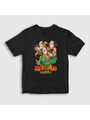 Presmono Unisex Çocuk Siyah Taro Sakamoto Days T-Shirt