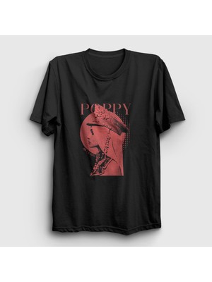 Presmono Unisex Siyah Am I A Girl Poppy T-Shirt