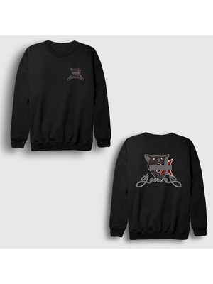 Presmono Unisex Siyah God Dog V2 Johan Lookism Sırt Baskılı Sweatshirt