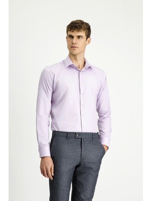 Kiğılı Uzun Kol Slim Fit Dar Kesim Klasik Non Iron Pamuklu Gömlek