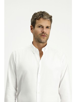 Kiğılı Uzun Kol Slim Fit Dar Kesim Pamuk 4 Mevsim Oxford Gömlek