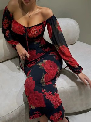 Havens Rose Tül Uzun Elbise