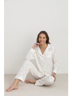 Dofi Kadın Düğmeli Biyeli Pijama Takımı – Aerobin Kumaş, 3 Desen